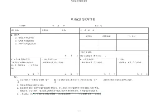 项目配套付款审批表