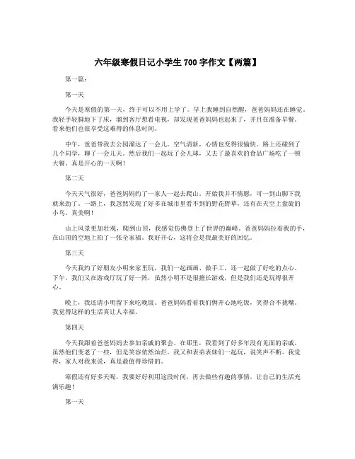 六年级寒假日记小学生700字作文【两篇】