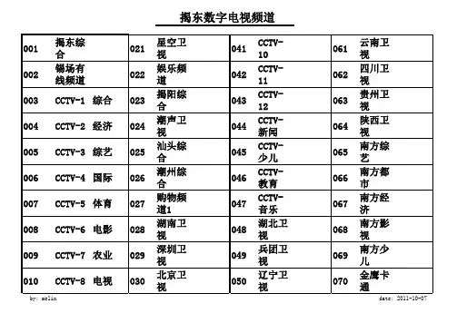 揭东数字电视频道