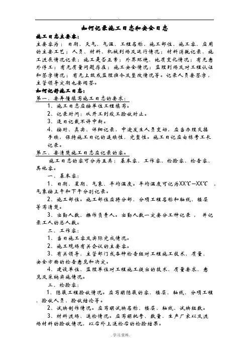 施工日志记录要求