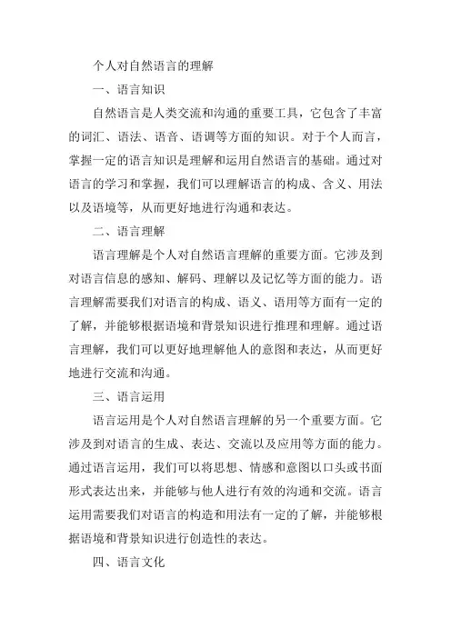 个人对自然语言的理解
