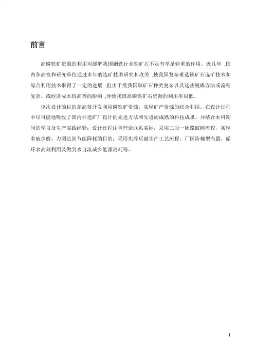 磷铁矿选矿厂初步设计