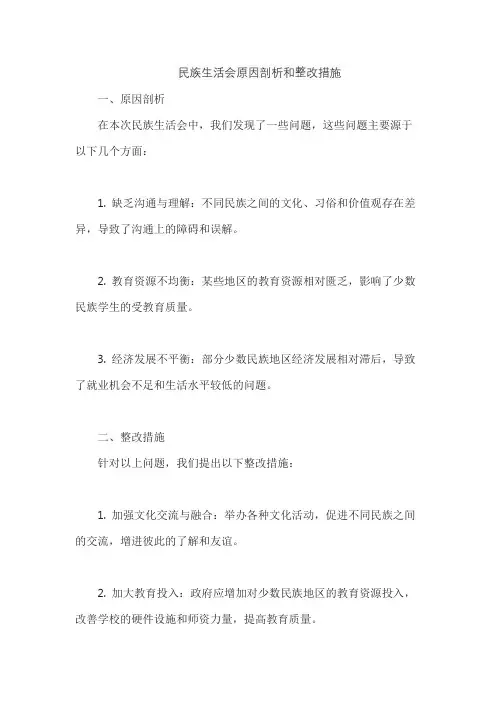 民族生活会原因剖析和整改措施