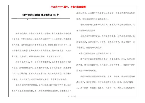 《看不见的好朋友》读后感作文500字