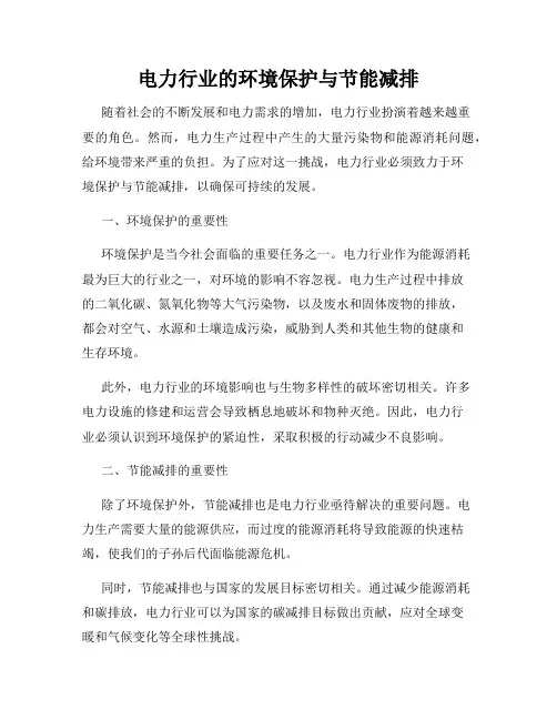 电力行业的环境保护与节能减排