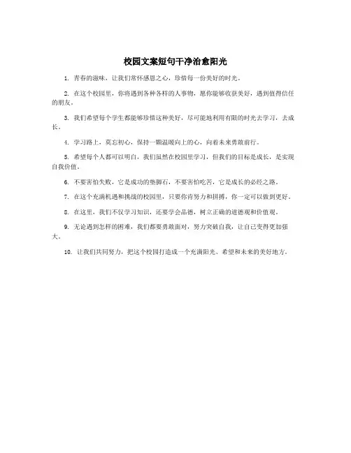 校园文案短句干净治愈阳光