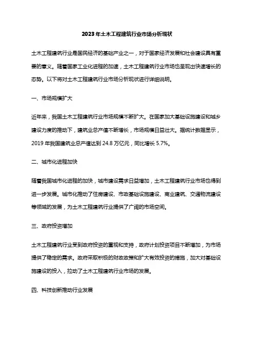 2023年土木工程建筑行业市场分析现状
