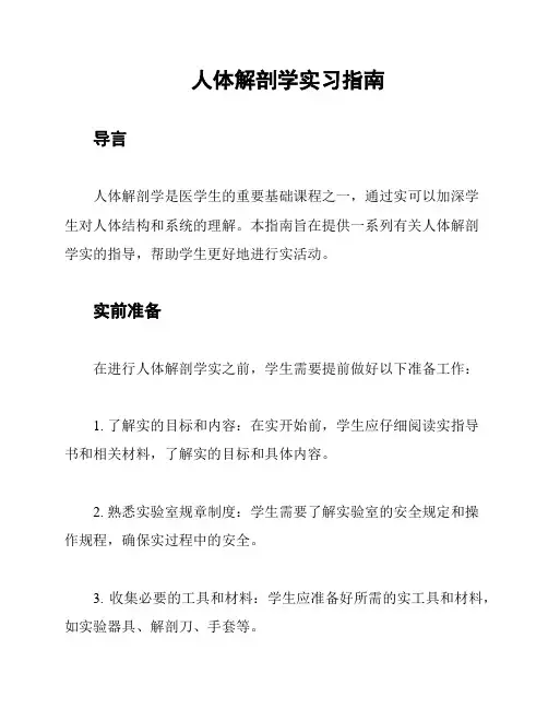 人体解剖学实习指南
