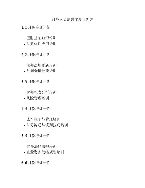 财务人员培训年度计划表