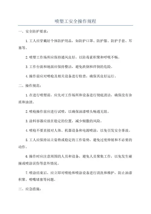 喷塑工安全操作规程