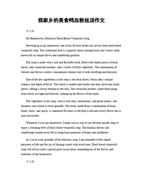 我家乡的美食鸭血粉丝汤作文
