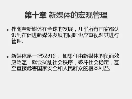 新媒体概论第二版课件第10章新媒体的宏观管理
