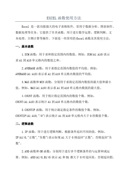 EXCEL函数使用方法