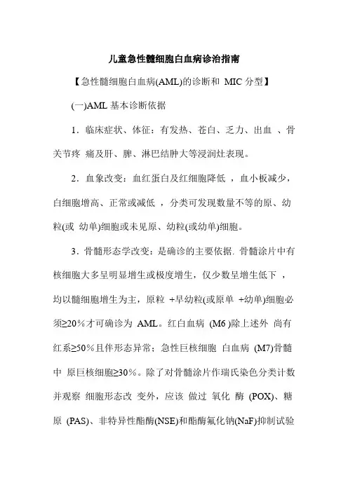 儿童急性髓细胞白血病诊治指南
