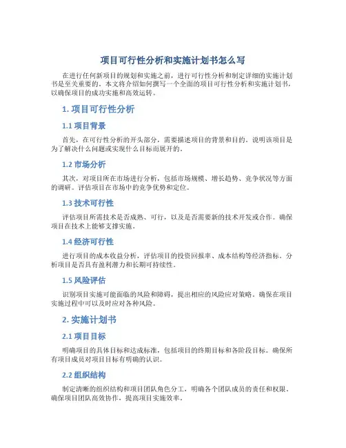 项目可行性分析和实施计划书怎么写