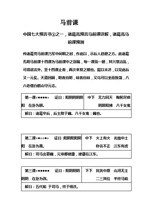 马前课