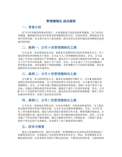 管理精细化  成功案例