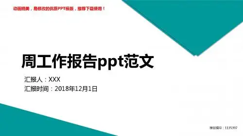 【精品】2018新周工作报告ppt范文【通用ppt】
