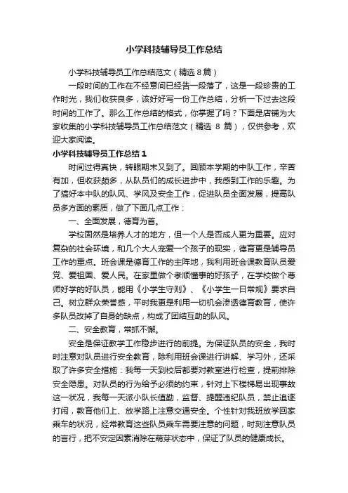 小学科技辅导员工作总结