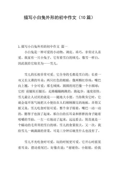 描写小白兔外形的初中作文(10篇)