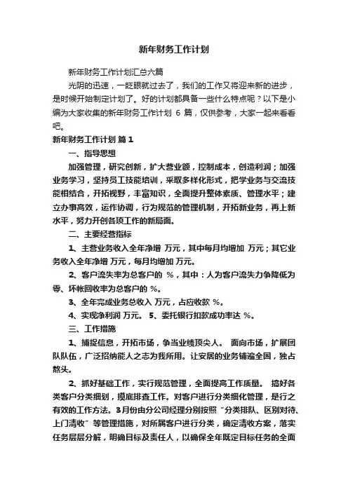 新年财务工作计划