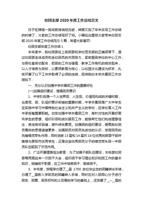 校团支部2020年度工作总结范文
