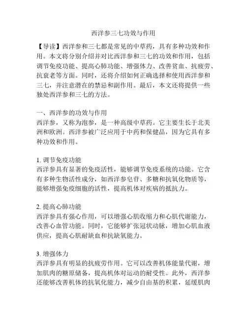 西洋参三七功效与作用