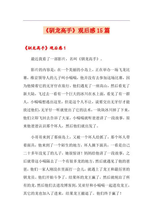 《驯龙高手》观后感15篇