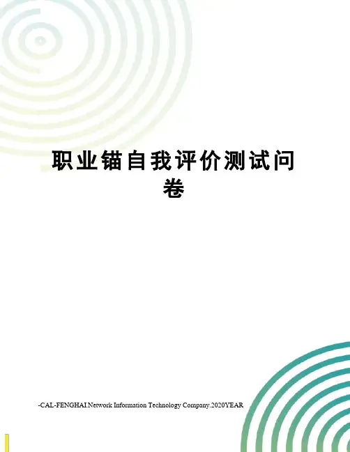 职业锚自我评价测试问卷