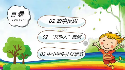 绿色卡通中小学生告别陋习牵手文明主题班会内容宣讲PPT课件