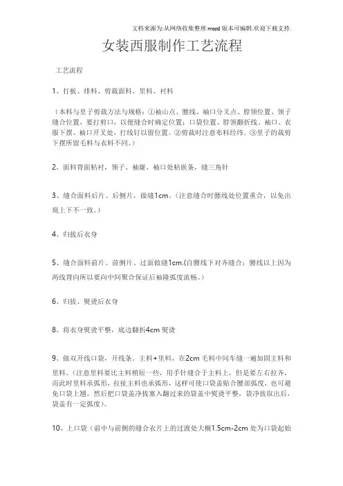 女装西服制作工艺流程