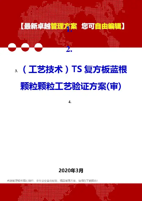(工艺技术)TS复方板蓝根颗粒颗粒工艺验证方案(审)