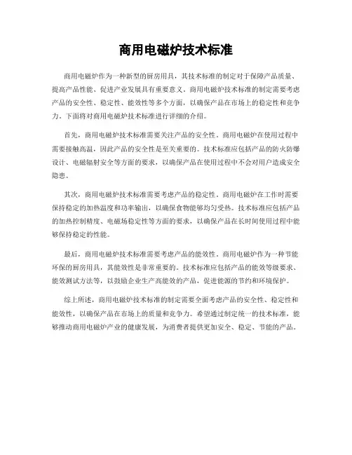 商用电磁炉技术标准