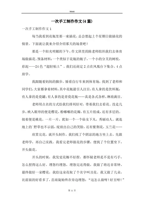 一次手工制作作文(4篇)