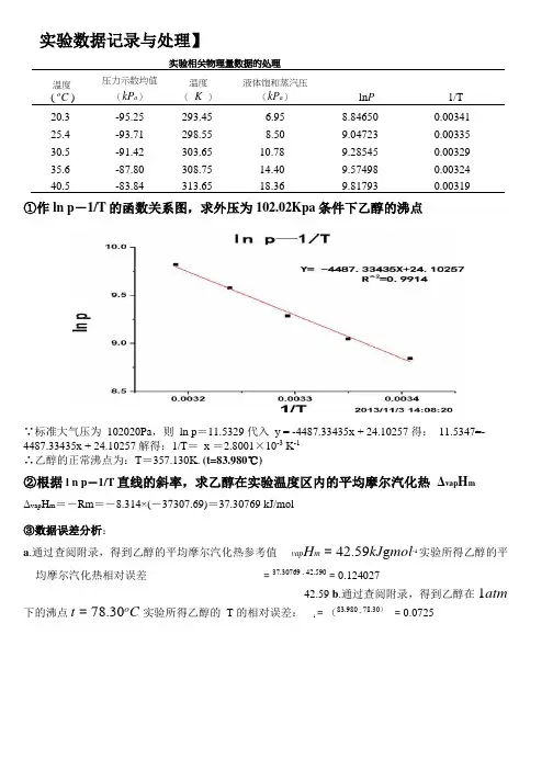 乙醇的饱和蒸汽压