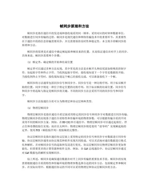帧同步原理和方法