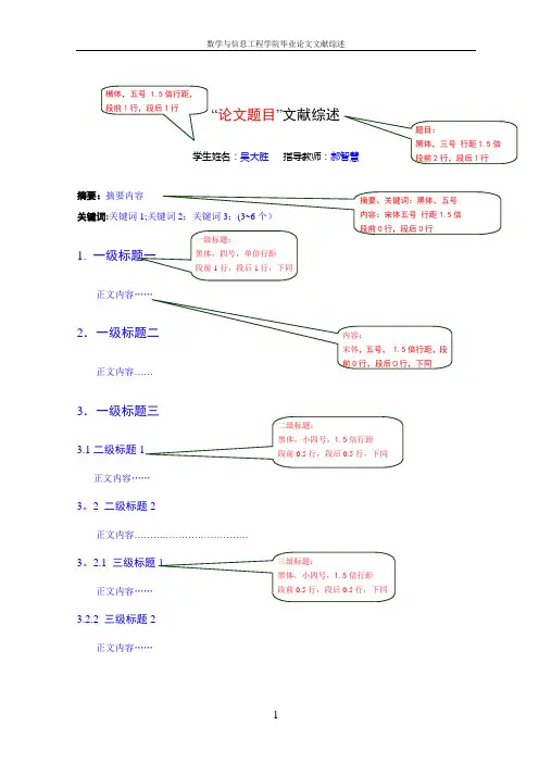 台州学院_毕业论文_文献综述模板及基本要求