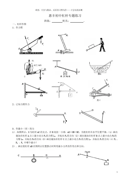 惠丰初中杠杆专题练习