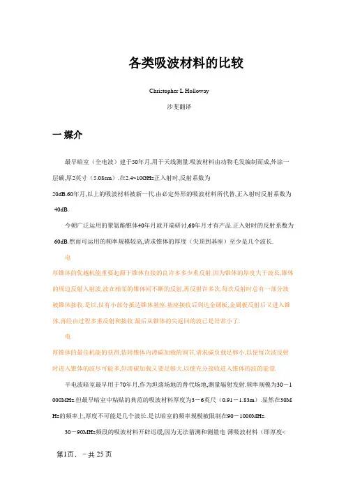 各种吸波材料的比较