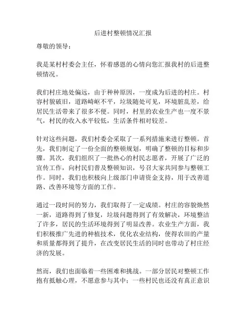 后进村整顿情况汇报