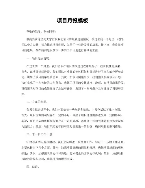 项目月报模板