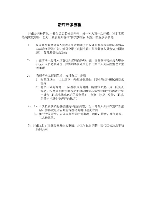 新店开张流程