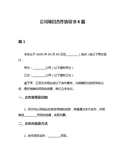 公司项目合作协议书6篇