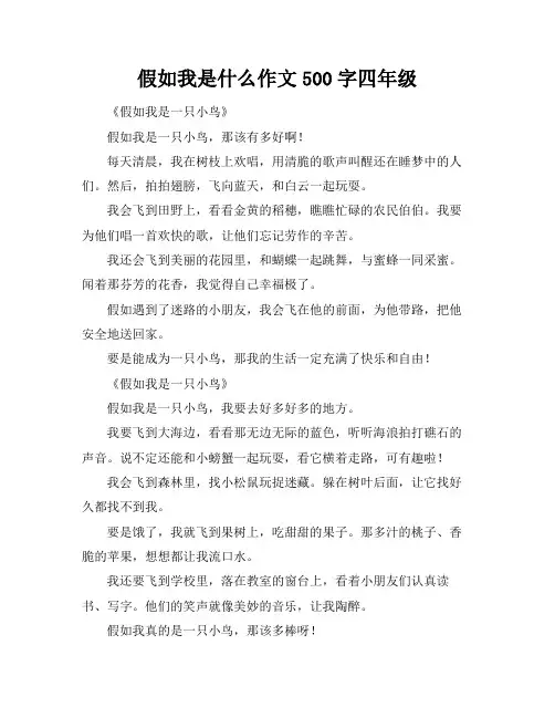 假如我是什么作文500字四年级