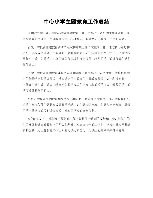 中心小学主题教育工作总结