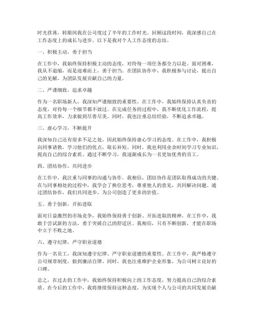 个人工作总结工作态度