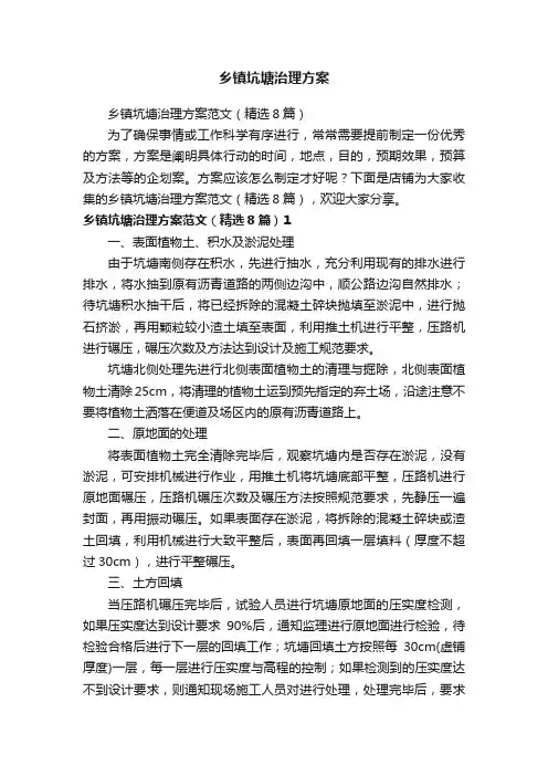 乡镇坑塘治理方案