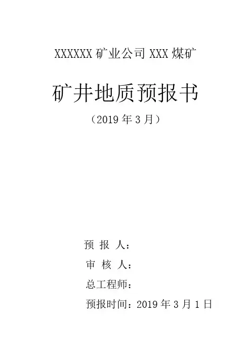 2019年度矿井地质预报书(全年)