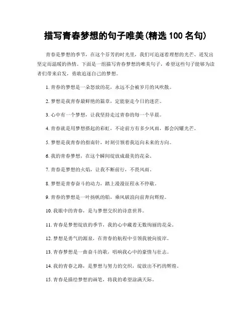 描写青春梦想的句子唯美(精选100句)
