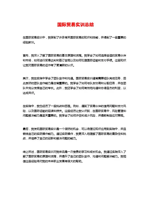 国际贸易实训总结 (2)